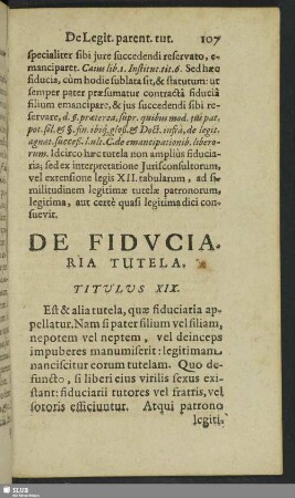 Titulus XIX. De Fiduciaria Tutela