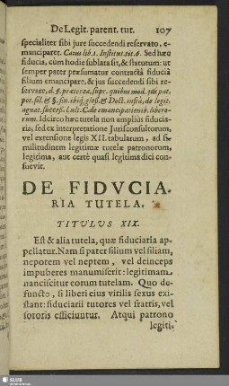 Titulus XIX. De Fiduciaria Tutela