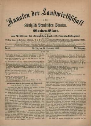 No. 46. Berlin, den 14. November 1866. VI. Jahrgang.