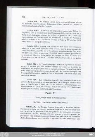 Partie XI. Ports, voies d'eau et voies ferrées