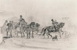Polnische Equipage : Kowalsky, Hermann : Polnische Equipage, lavierte Zeichnung, um 1900