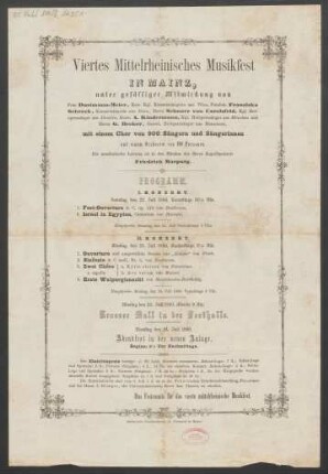 Programmzettel für das Vierte Mittelrheinische Musikfest