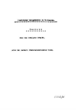 1930/31: Bericht des Staatlichen Realgymnasiums Nordhausen ... - 1930/31