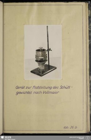 Abb. 26b Gerät zur Feststellung des Schüttgewichtes nach Vollmaier
