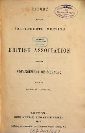 Report of the ... meeting. 44. 1874 (1875)