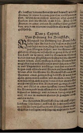 Das 3. Capitel. Von Ordnung der Bienstöcke
