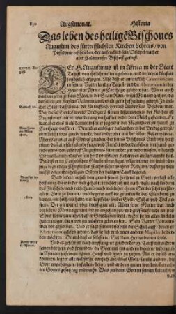 Das leben des heiligen Bischoves Augustini des fürtrefflichsten Kirchen Lehrers ...