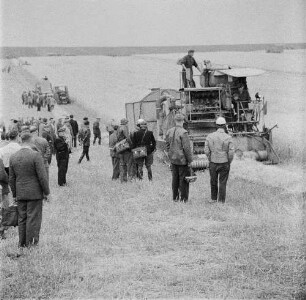 Landmaschinen im Examen (Merxleben). Mähdrescher im Einsatz