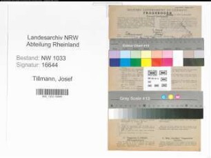 Entnazifizierung Josef Tillmann , geb. 23.12.1907 (Kaufmann)