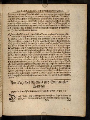 105-116, Am Tage des Apostels und Evangelisten Matthaei