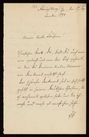 Brief von Adolf Boetticher an Anna de Lagarde, Königsberg, 17.9.1894