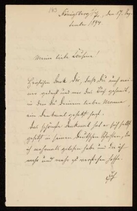 Brief von Adolf Boetticher an Anna de Lagarde, Königsberg, 17.9.1894