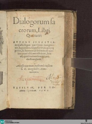 Dialogorum sacrorum Libri Quatuor