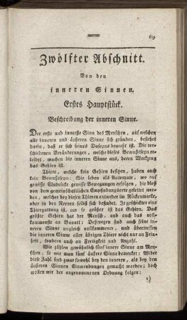 Zwölfter Abschnitt. Von den inneren Sinnen.