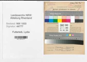 Entnazifizierung Lydia Futterleib, geb. 29.03.1911 (Postangestellte)