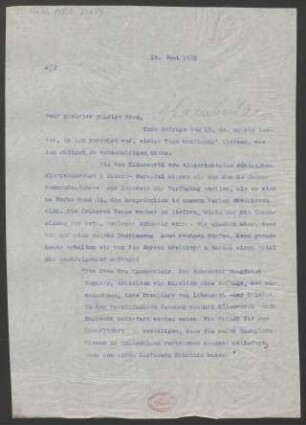 Brief an Eva Chamberlain : 19.06.1913