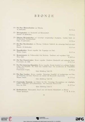 Bronze, Zinn, Waffen und Metallarbeiten (Nr. 276-359)