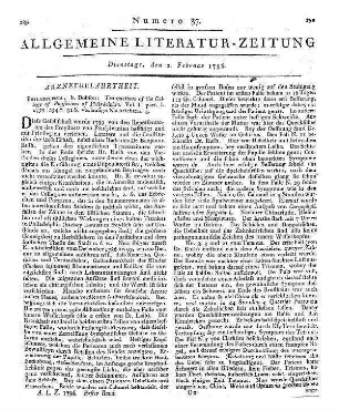 Transactions of the College of Physicians, of Philadelphia. Bd. 1. T. 1. Hrsg. v. College of Physicians. Philadelphia: Dobson 1793