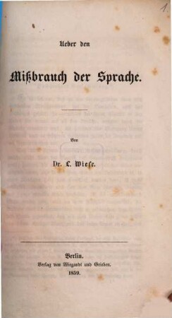Über den Mißbrauch der Sprache