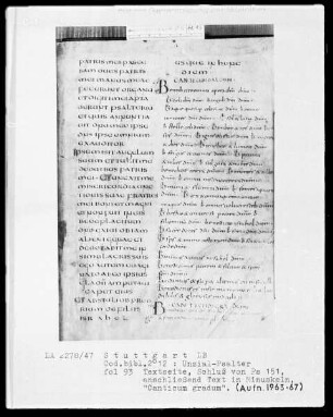 Lateinischer Psalter in Unzialschrift, 3 Bände — Zwei Initialen B, Folio 93recto