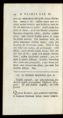 IV. C. Plinius Macrino Suo S.