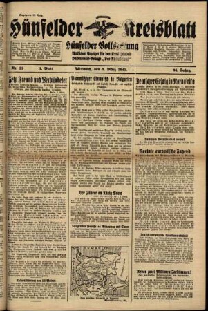 Erste Ausgabe vom Mittwoch, den 05. März 1941.