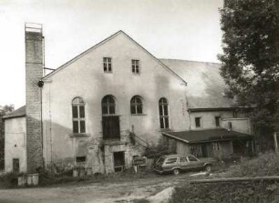 Mulda (Sachsen), Hauptstraße 45. Gasthof "Zum Lehngut" (1801/1815, Saalanbau um 1900)