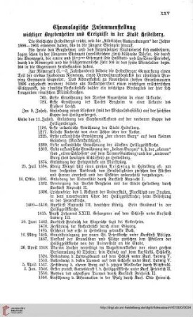 Chronologische Zusammenstellung wichtiger Begebenheiten und Ereignisse