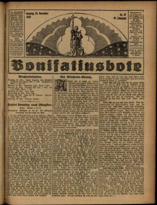 Erste Ausgabe vom Sonntag, den 24. November 1929.