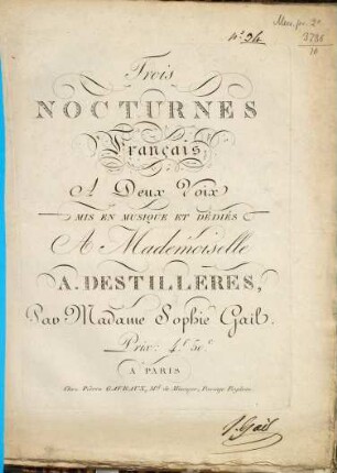 Trois Nocturnes français : à 2 voix