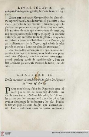 Chapitre II: De la manière des modeler & de faire les figures de terre & de cire