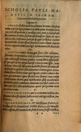 Scholia, quibus Ciceronis Philosophia corrigitur et explanatur : partim corrigitur, partim explanatur