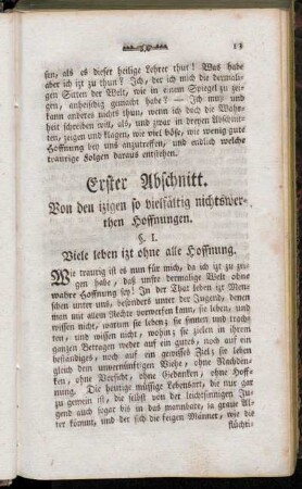 §. I. Viele leben izt ohne alle Hoffnung.
