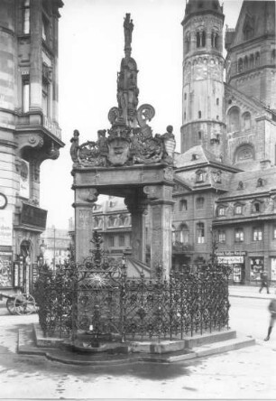 Marktbrunnen (1526; P. Flötner?, Madonnenfigur 1889; V. Barth). Mainz, Markt