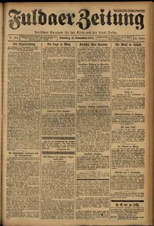 Erste Ausgabe vom Dienstag, den 11. November 1924.