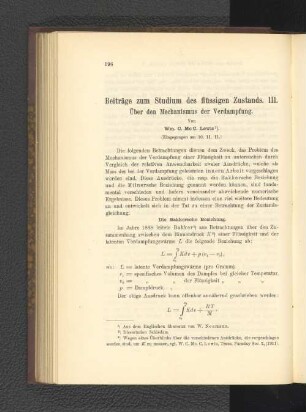 Beiträge zum Studium des flüssigen Zustands. II. Über den Mechanismus der Verdampfung.