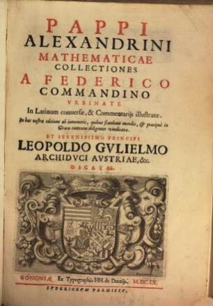 Pappi Alexandrini Mathematiae collectiones