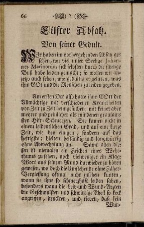 Eilfter Absatz. Von seiner Gedult.