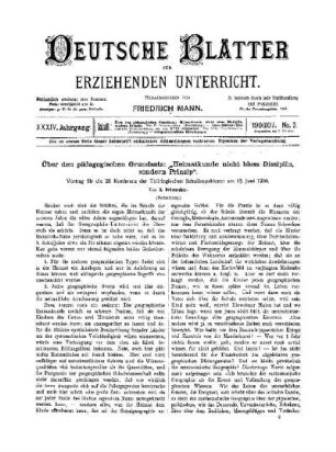 Über den pädagogischen Grundsatz: "Heimatkunde nicht bloss Disziplin, sondern Prinzip" ; (Fortsetzung)
