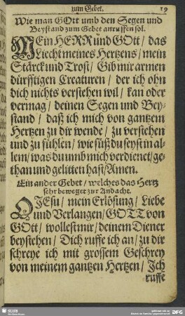 Ein ander Gebet, welches das Hertz sehr beweget zur Andacht