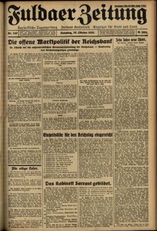 Ausgabe vom Samstag, den 28. Oktober 1933.