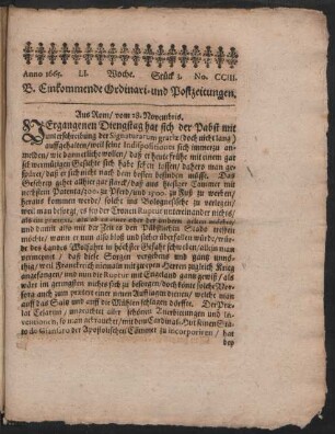 Anno 1665. LI. Woche. Stück 3. No. CCIII.