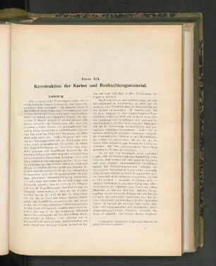 Erster Teil. Konstruktion der Karten und Beobachtungsmaterial.