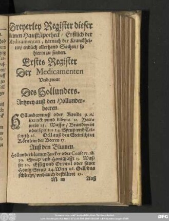 Erstes Register Der Medicamenten