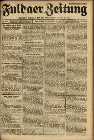 Erste Ausgabe vom Donnerstag, den 31. Mai 1923.