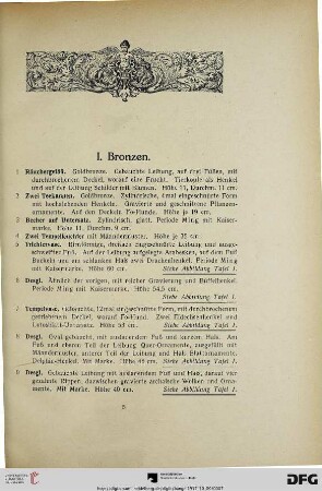 I. Bronzen (Nr. 1-137)
