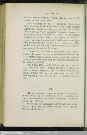 XXI. [Helvétius, Klüpfel, Rousseau, Grimm, der Gothaer Almanach]