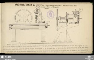 Rädertheil- & Frais-Maschine bis 2' Durchmesser in Eisen u. 5' Durchmesser in Holz : 1/10 n. Gr.