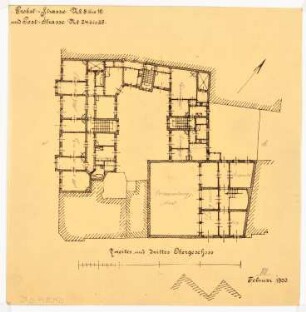 Geschäftshaus Probststraße/Poststraße, Berlin-Mitte: 1. Entwurf: Grundriss 2. und 3. OG