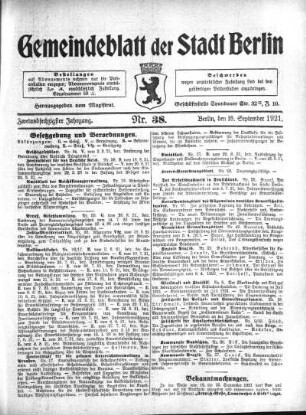 1921,38: Nr. 38, 18. September 1921